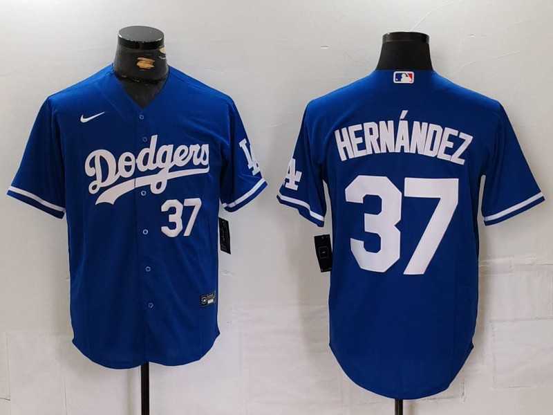 Men%27s Los Angeles Dodgers #37 Teoscar Hernandez Number Blue Cool Base Stitched Jerseys->los angeles dodgers->MLB Jersey